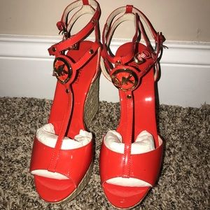 Orange MK wedged sandals